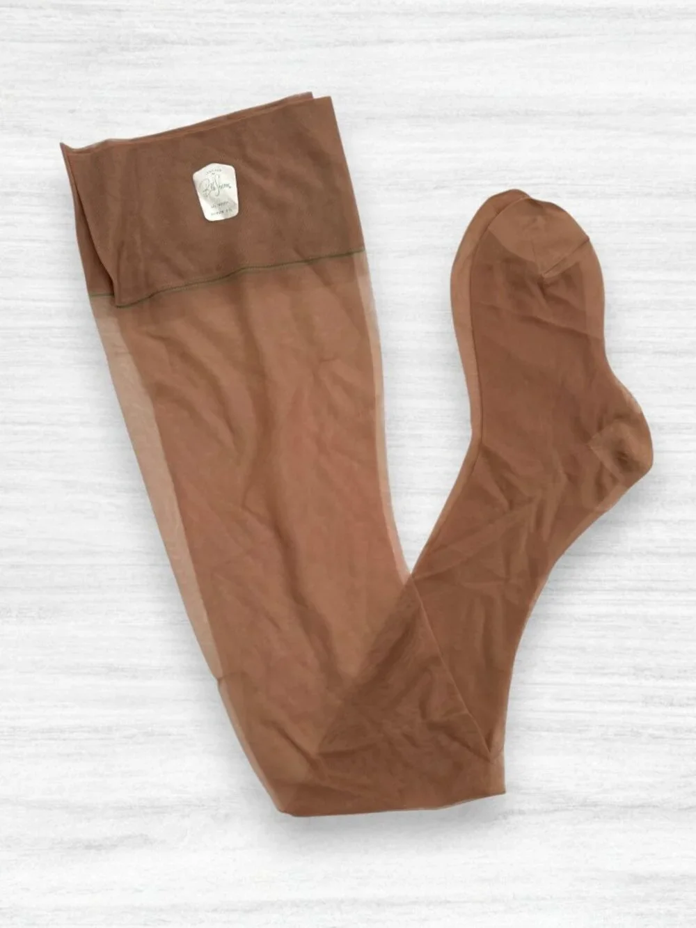 Vintage Belle Sharmeer Nylon Stockings Modite 8.5 Unworn Tan Hosiery NOS